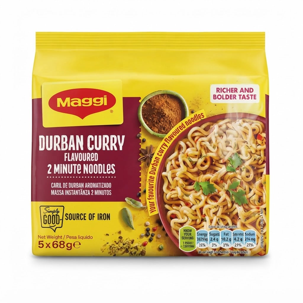 Maggi Durban Curry Flavoured 2 Minute Noodles 5 x 68g