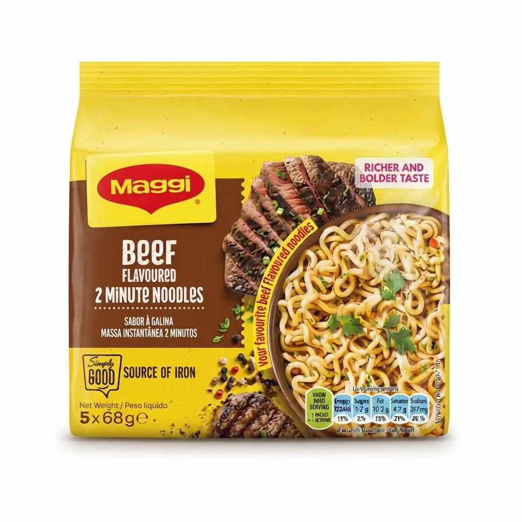 Maggi Beef Flavoured 2 Minute Noodles 5 x 68g